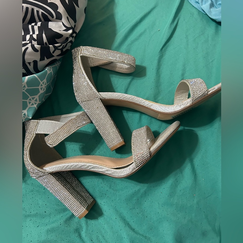 Silver Rhinestone Heels - Picture 1 of 4